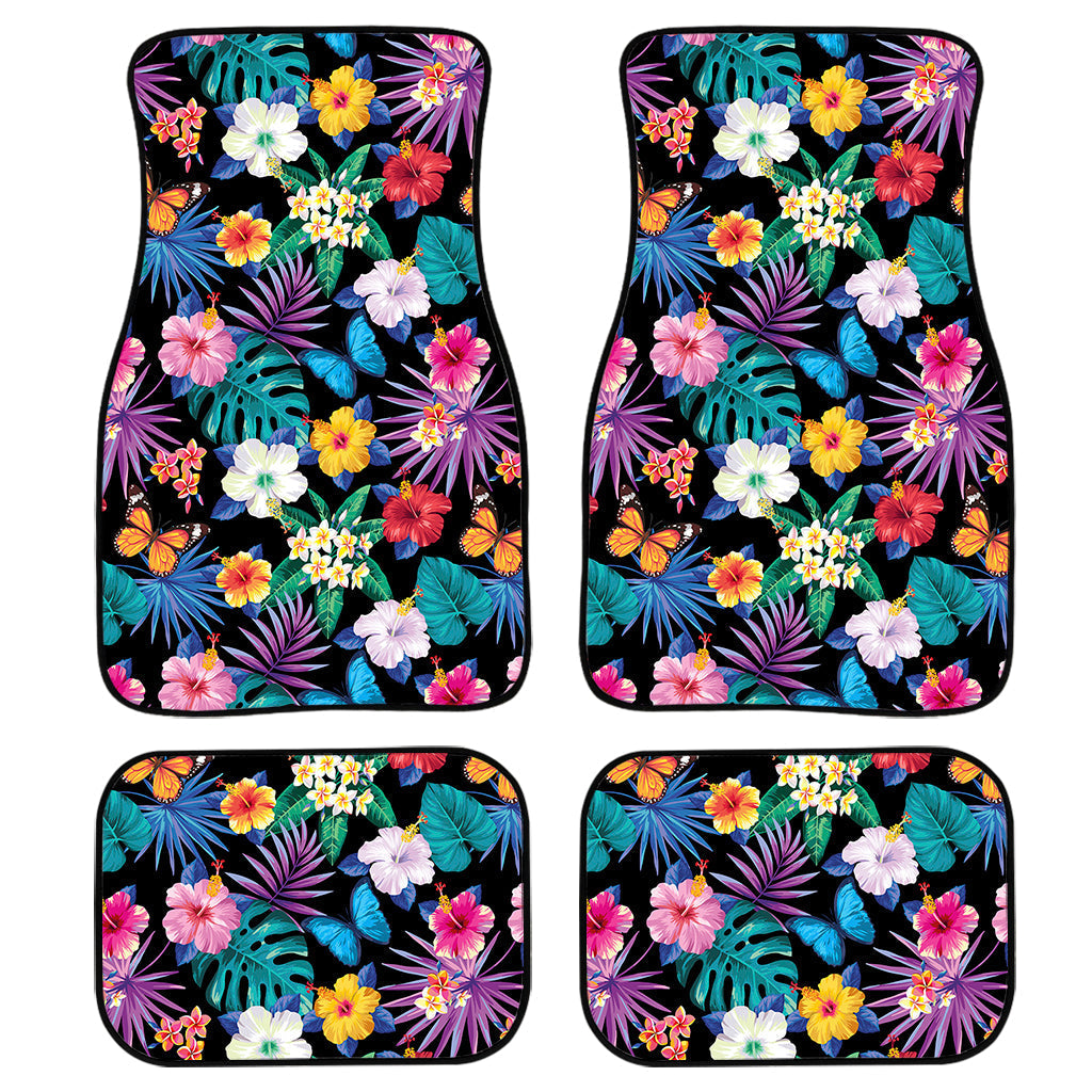 Colorful Tropical Jungle Hawaiian Print Front And Back Car Floor Mats, Front Car Mat