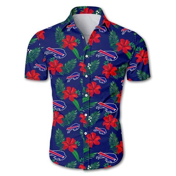 Buffalo Bills Hawaiian Shirt Floral Button Up Slim Fit Body