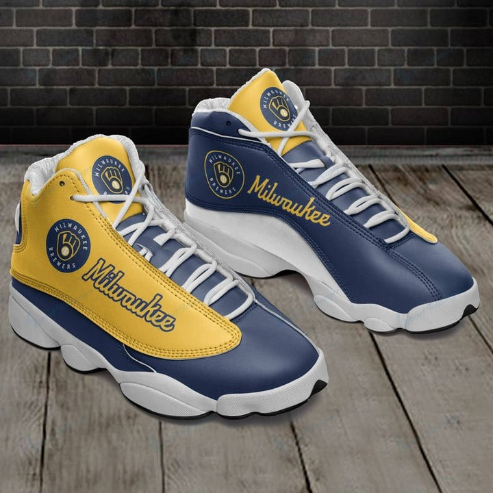 Custom Name MLB Milwaukee Brewers Baseball Team Name And Logo Air Jordan 13 Sneakers JD13 V1967