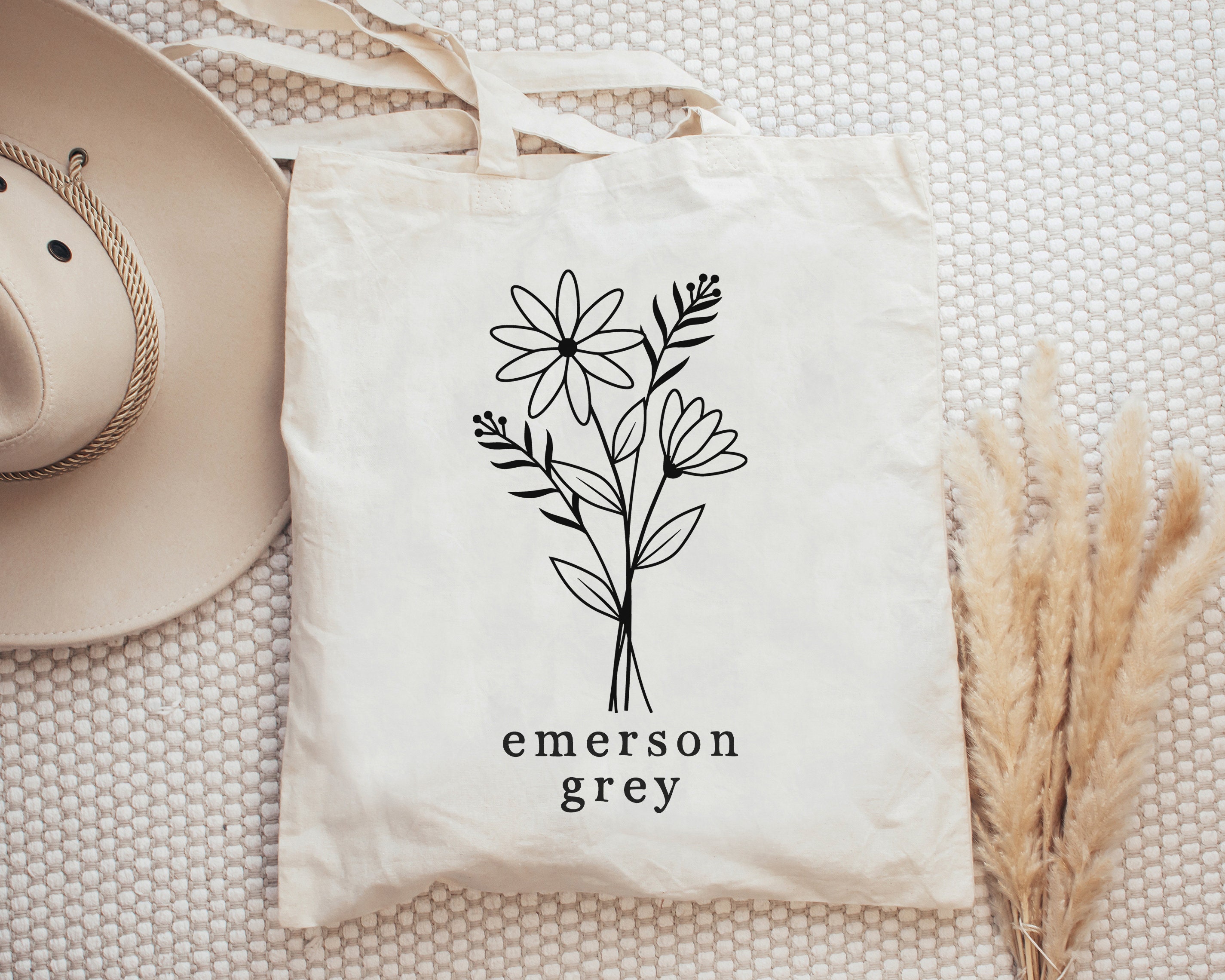 Birth Flower Tote Custom Tote Bag Floral Tote Bag Personalized Tote Bag Birth Month Tote Botanical Tote Bag Floral Canvas Tote Bag