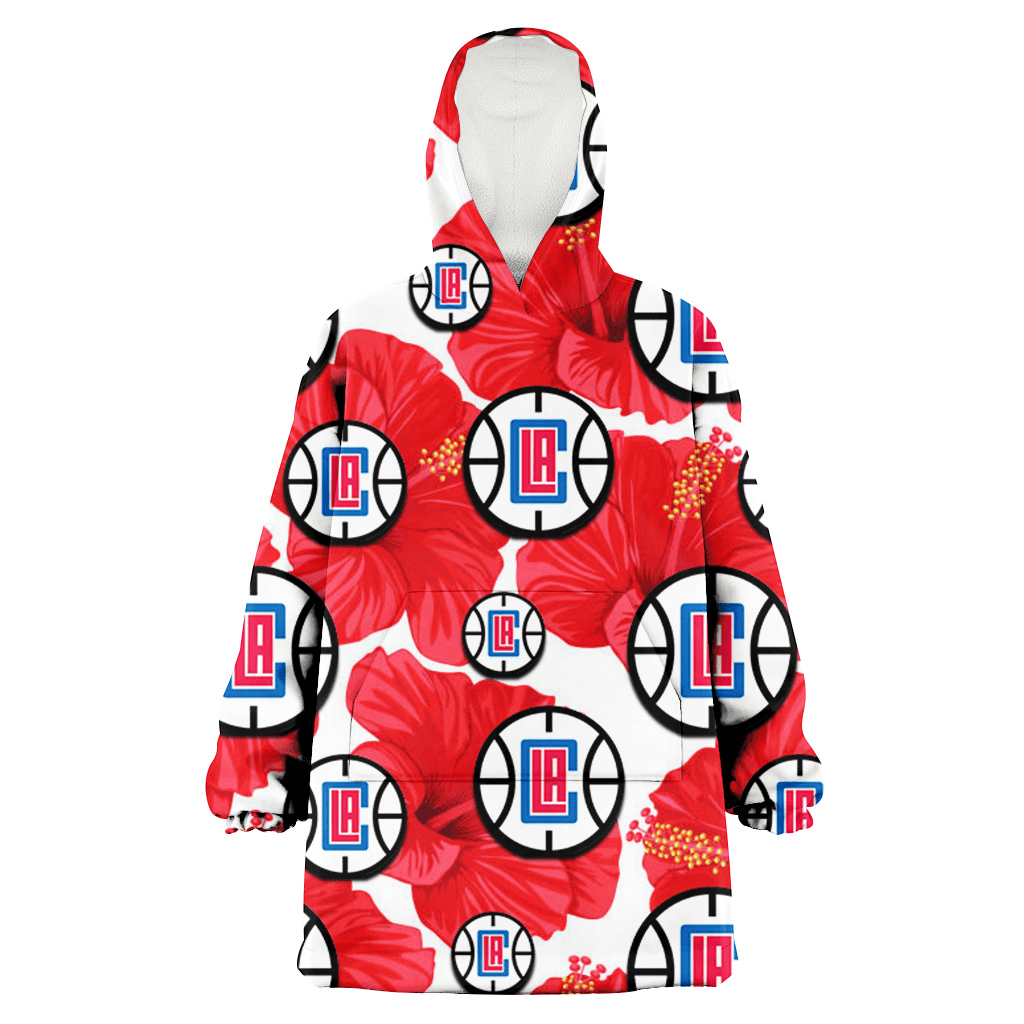 Los Angeles Clippers Big Red Hibiscus White Background 3D Printed Hoodie Blanket Snug Hoodie