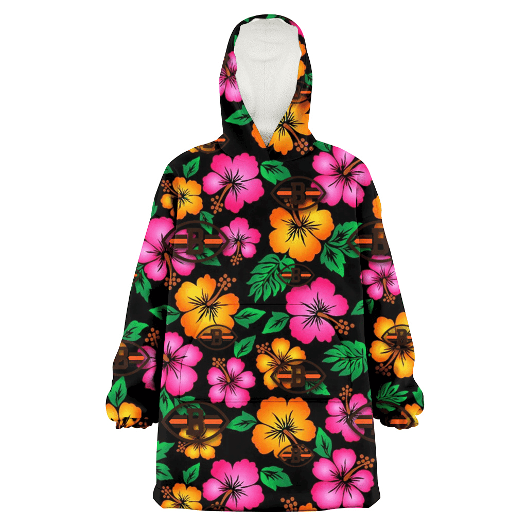 Cleveland Browns Pink Orange Black Background 3D Printed Hoodie Blanket Snug Hoodie