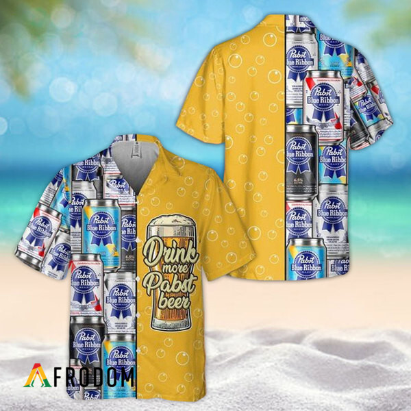 Summer Drink More Pabst Blue Ribbon Beer Hawaiian Shirt