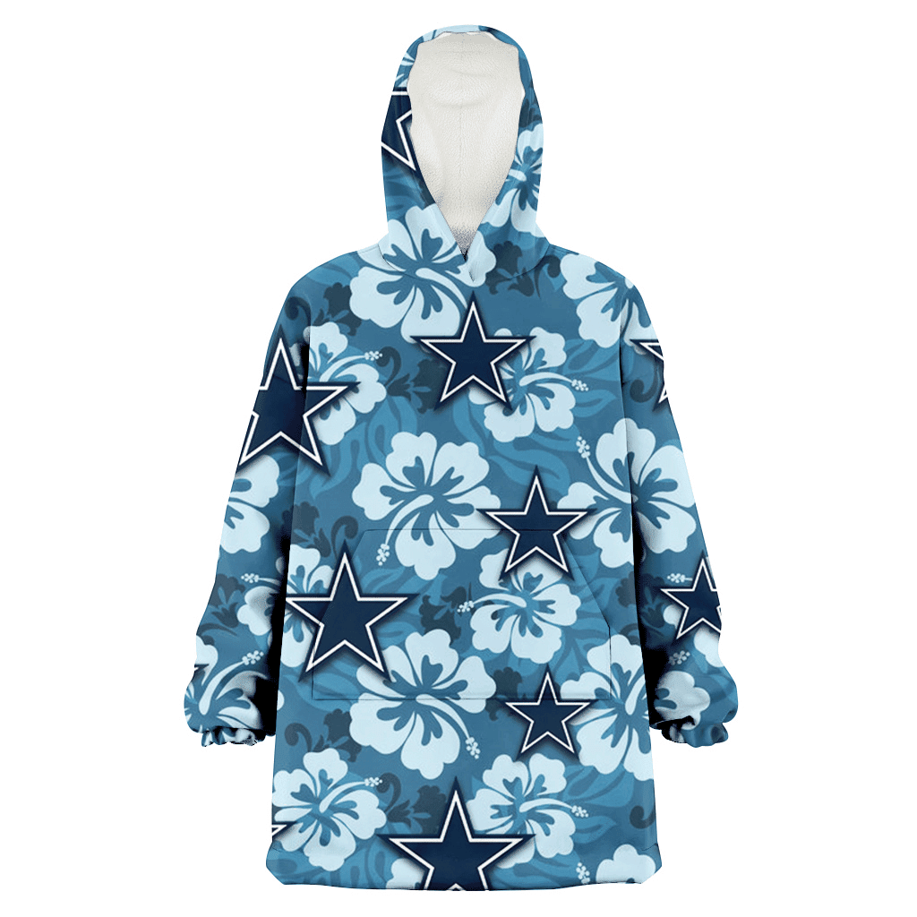 Dallas Cowboys Light Blue Hibiscus Blue Background 3D Printed Hoodie Blanket Snug Hoodie
