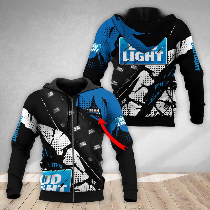 Personalized Halftone Bud Light Hoodie & Zip Hoodie