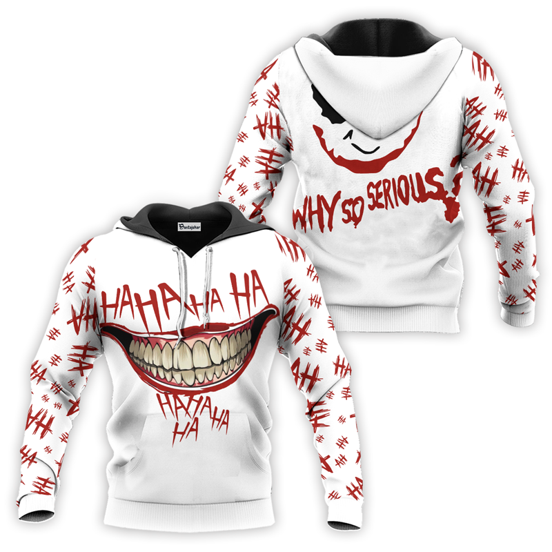 Joker Hahaha Why So Serious White Red Hoodie & Zip Hoodie