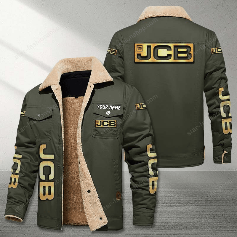 JCB Tractor Green Custom Name Stand Collar Jacket