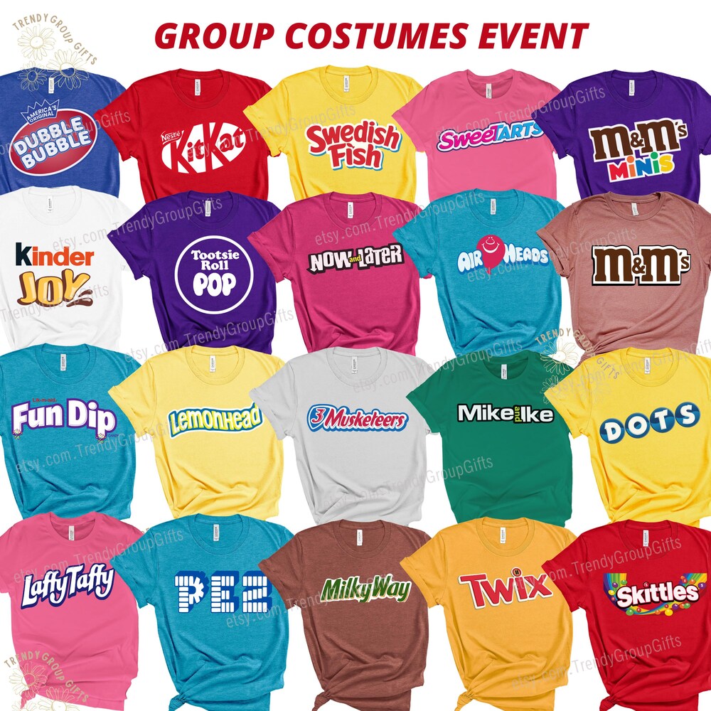 Group candy shirt candy halloween shirts group halloween candy costume adult candy teacher halloween couple costume friend group of 10 shirt From TeeCowBoy