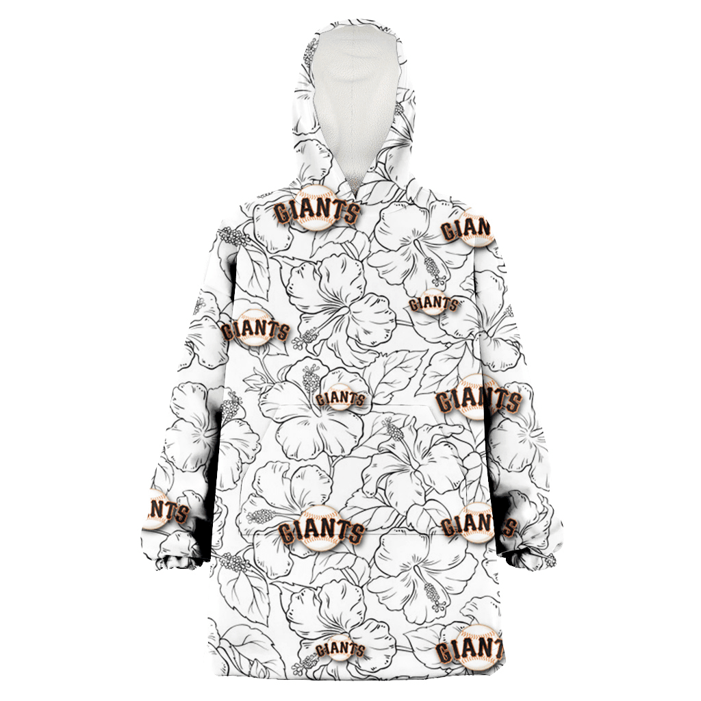 San Francisco Giants White Sketch Hibiscus Pattern White Background 3D Printed Hoodie Blanket Snug Hoodie