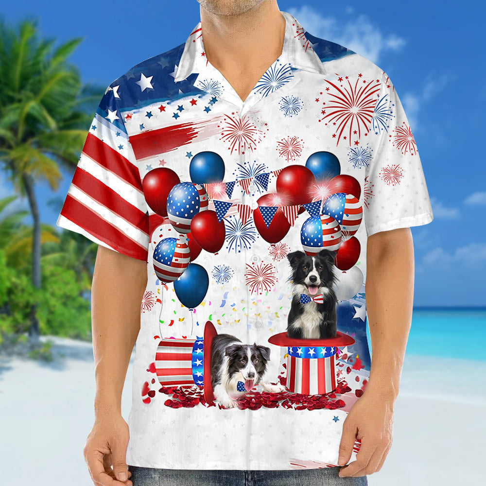 Border Collie Independence Day Hawaiian Shirt, Dog Hawaii Beach Shirt Short Sleeve For 4Th Of July