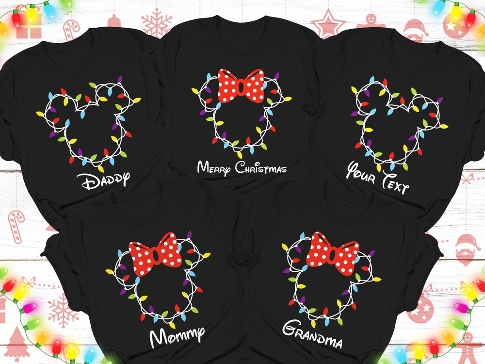 Disney Christmas Lights Family Shirts, Mickey and Minie Christmas Shirts, Christmas Squad, Disney Christmas Crew, 1st Disney Christmas Shirt