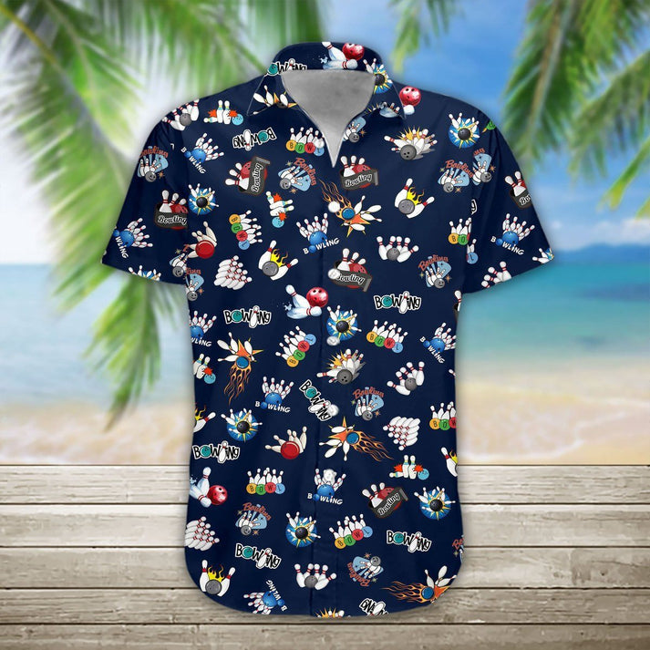 3D Bowling Hawaii Shirt, Hawaiian Shirts For Men Short Sleeve Aloha Beach Shirt