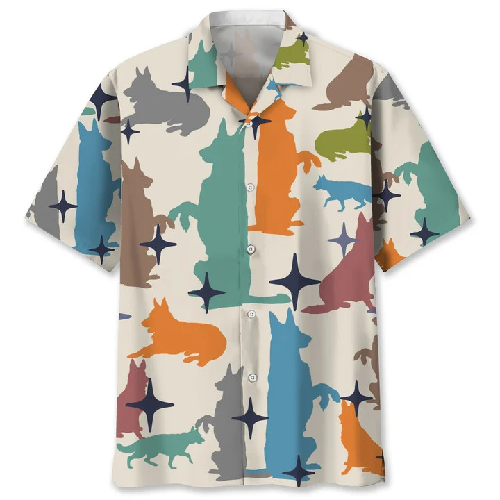 German Shepherd Vintage Hawaiian Shirt, Hawaiian Shirt For Men, Summer Gift For Dog Lovers