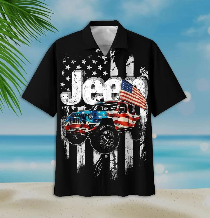 Black Theme Jee And Flag Unique Hawaiian Shirt, Racing Car Hawaiian Shirt, Beach Summer Hawaii Shirt Family Shirt