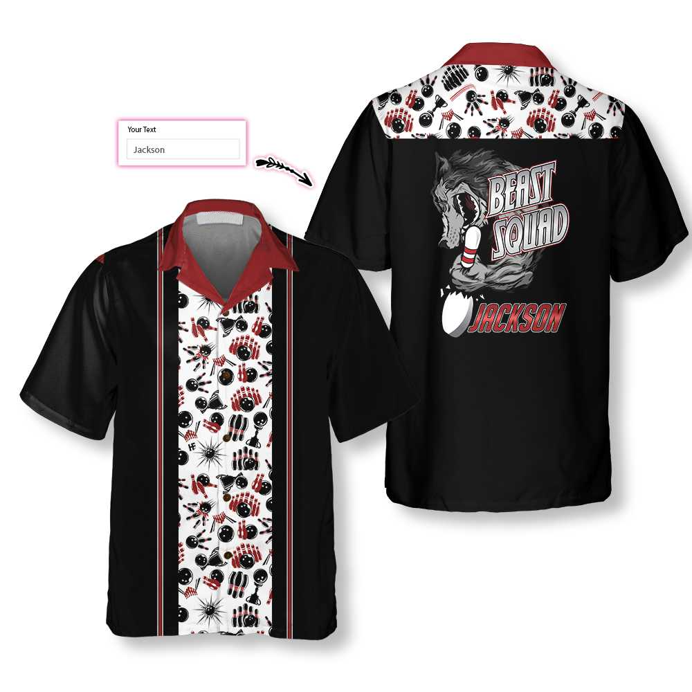 Bowling Beast Squad Custom Name Custom Hawaiian Shirt, Personalized Bowling Shirt For Men & Women