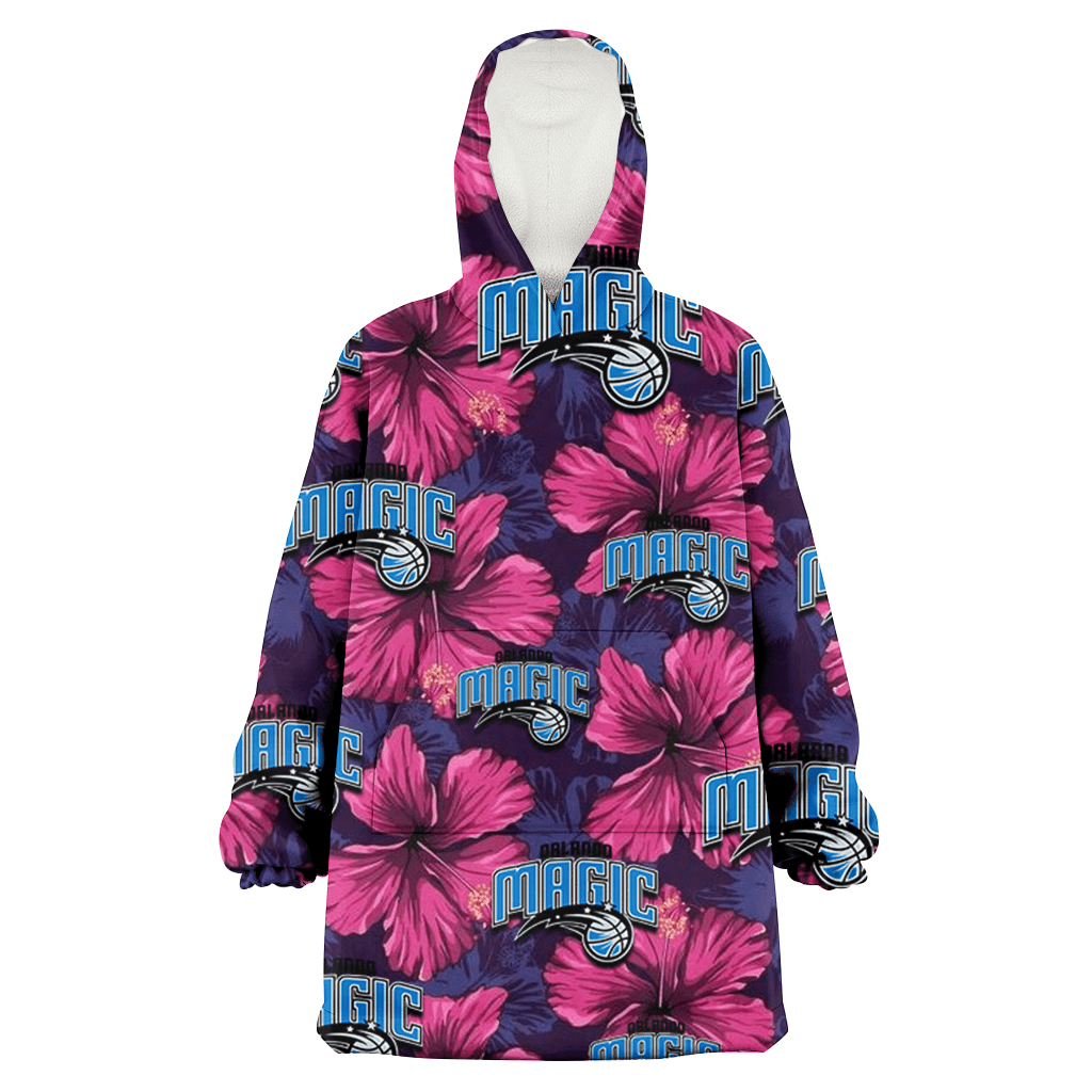 Orlando Magic Plum Vilolet Hibiscus Dark Navy Leaf Black 3D Printed Hoodie Blanket Snug Hoodie