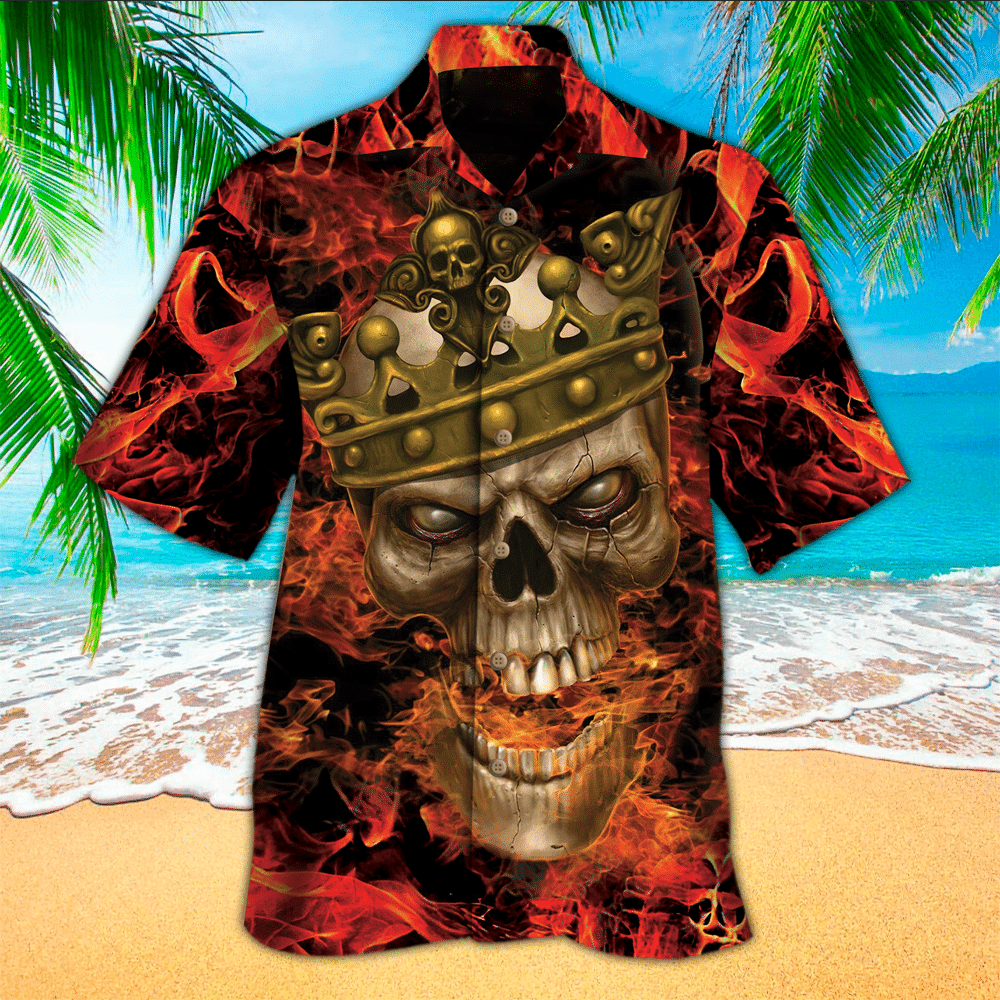 Skull Fire Hawaii Shirt, Perfect Hawaiian Shirt For Skull Lover, Hawaiian Shirt For Men