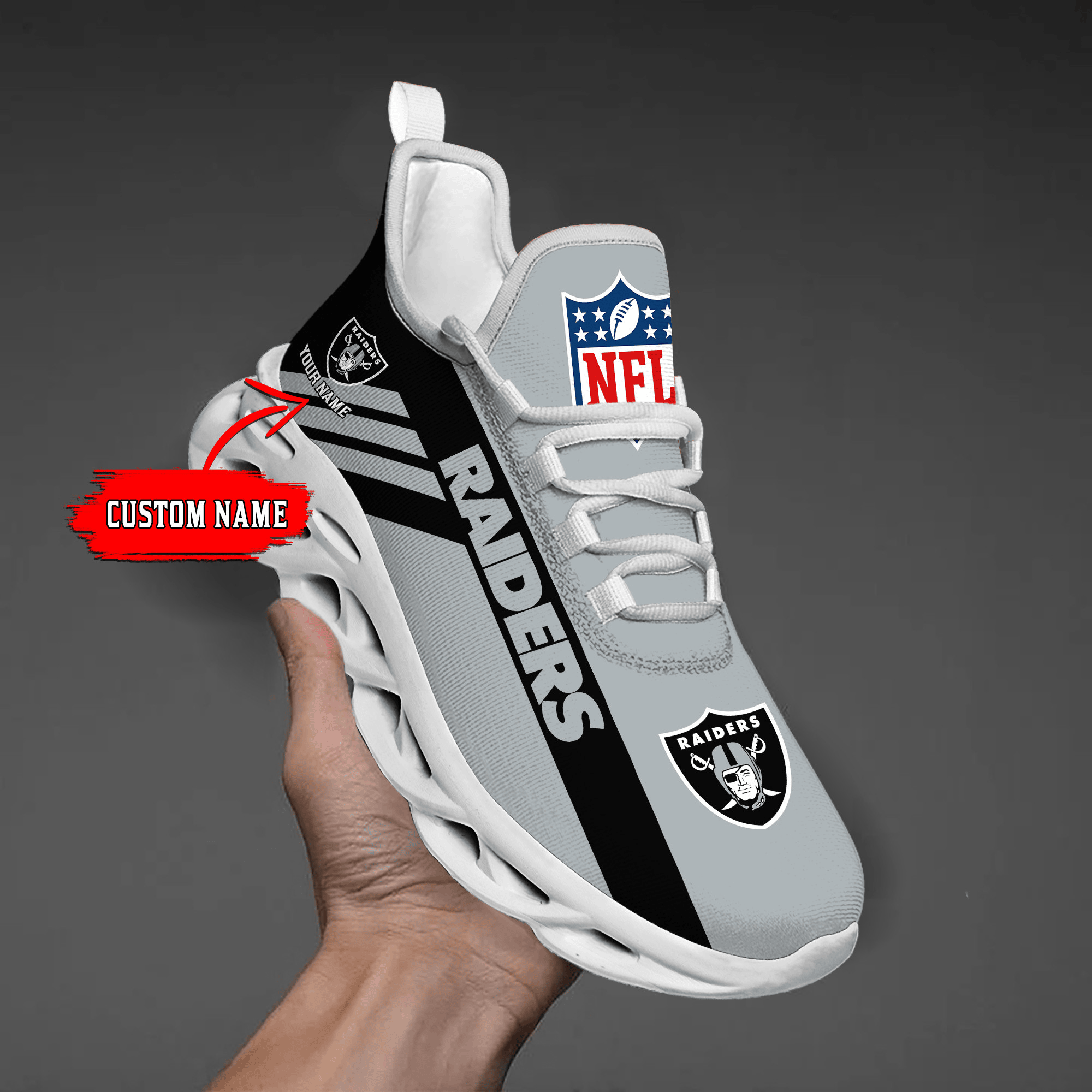 Custom Name-Las Vegas Raiders-Personalize Max Soul Shoes Sport Sneakers MS8047