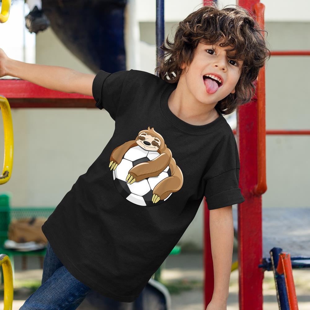 Lazy Sloth Soccer Shirt Soccer Lover Team Ball Kids Sport T-Shirt Kids T Shirt