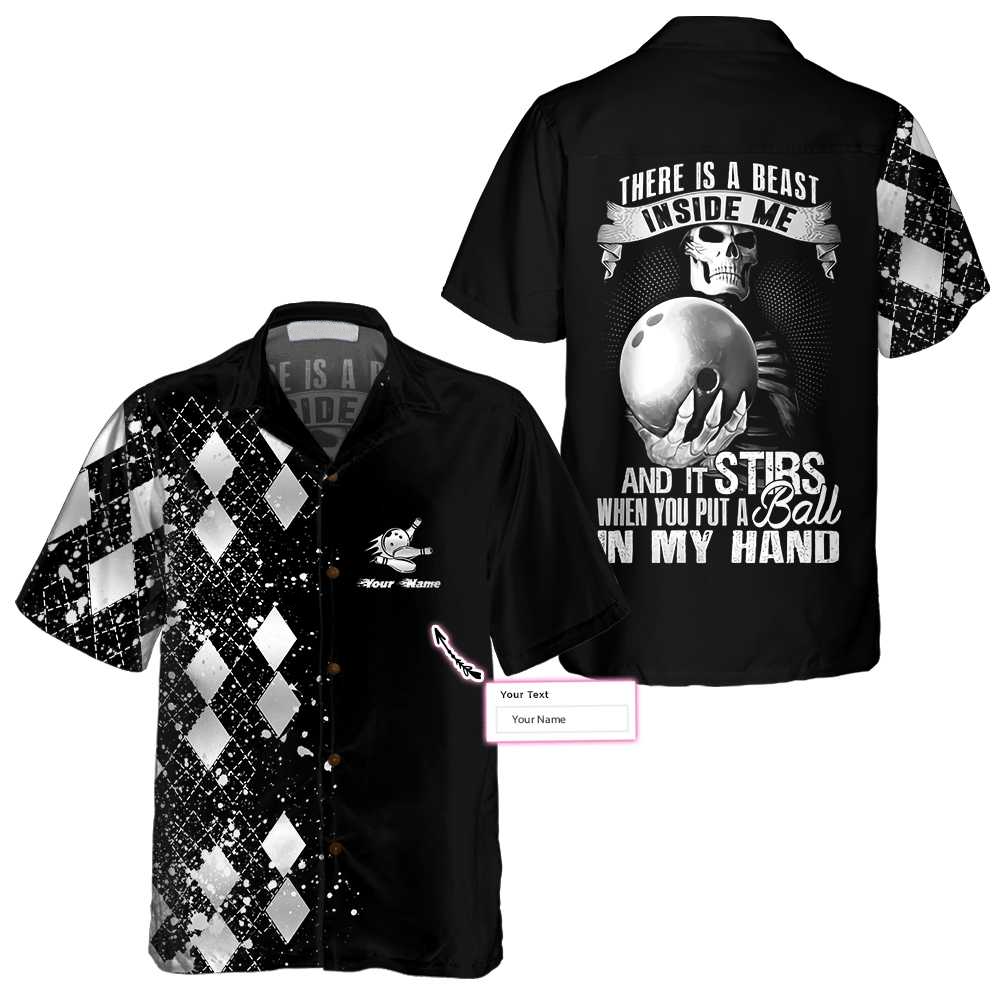 There Is A Beast Inside Me Silver Bowling Custom Hawaiian Shirt, Personalized Bowling Shirt For Men & Women