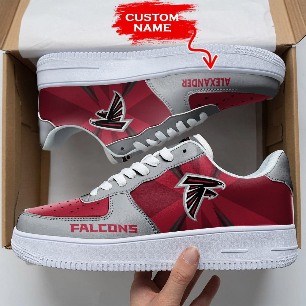 Atlanta Falcons Custom Name Gray & Red Air Force 1 Shoes Sneakers