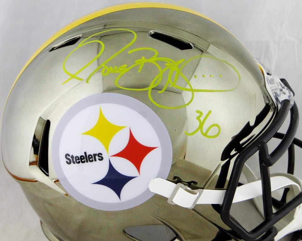 Peckshirt  Jerome Bettis Autographed Pittsburgh Steelers F/S Chrome Helmet- Beckett Auth Yellow - Print In Your Way