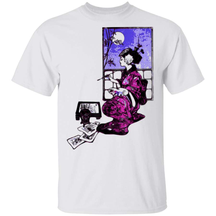 Vintage Traditional Japanese Lady Artist Geisha Kimono Retro T-Shirt By Vevotee Store Hoodie Shirt