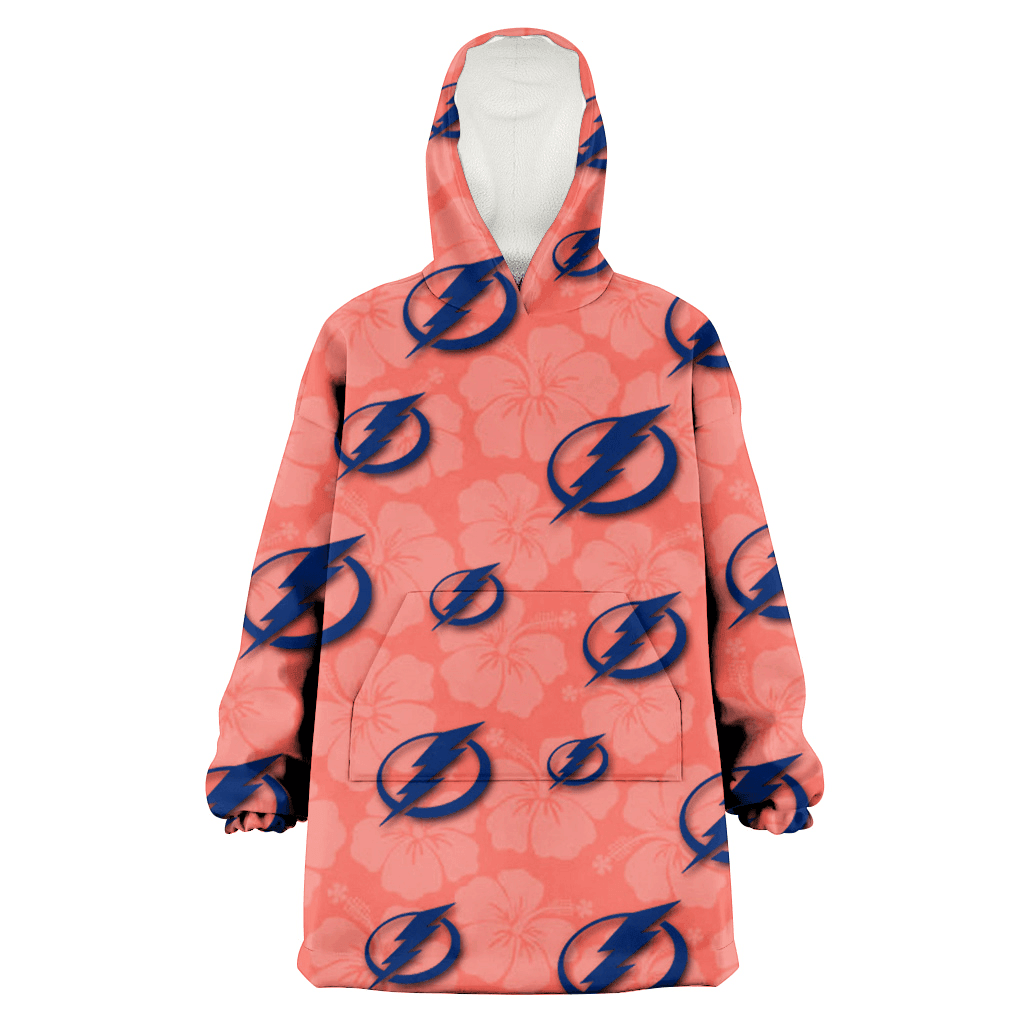 Tampa Bay Lightning Peach Puff Hibiscus Tomato Orange Background 3D Printed Hoodie Blanket Snug Hoodie