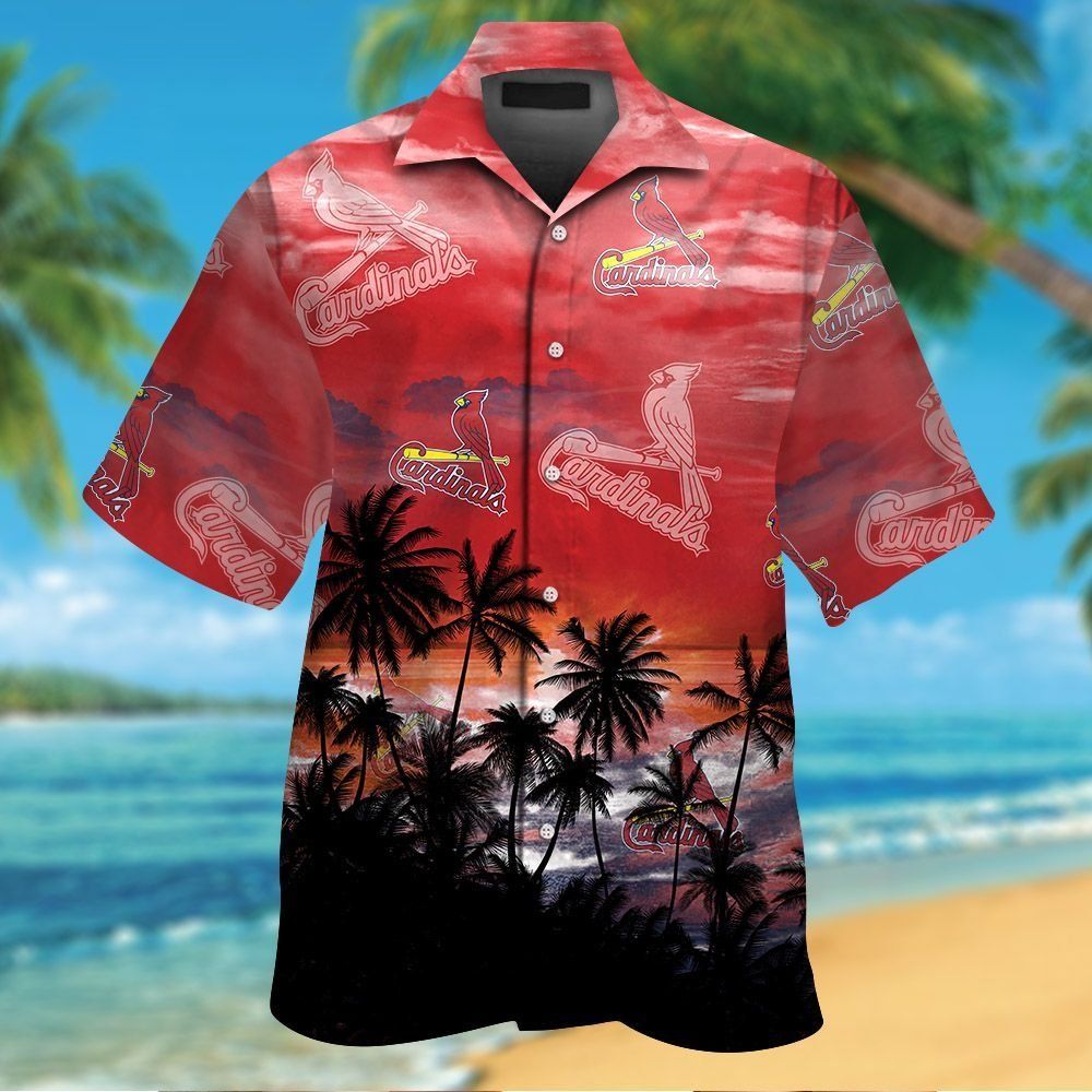 St Louis Cardinals Short Sleeve Button Up Tropical Hawaiian Shirt Ver010