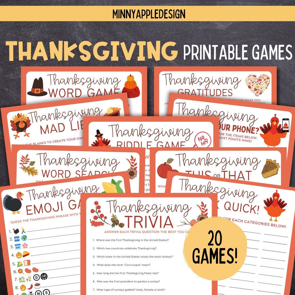 Thanksgiving Printable Games | Thanksgiving Games Bundle | Thanksgiving Kid Games | Thanksgiving Trivia Games | Friendsgiving Games Cloudytee Blueshirtfarm