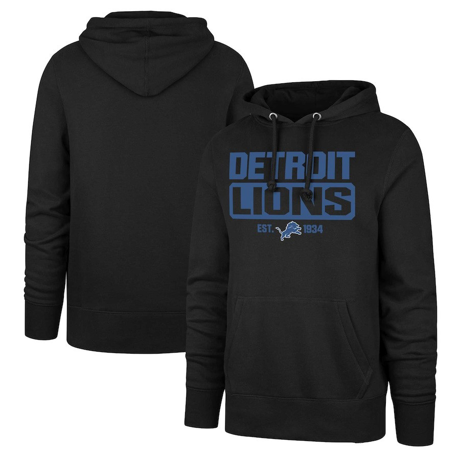 Detroit Lions Team Name Headline NFL Est  Black Print 2D Hoodie