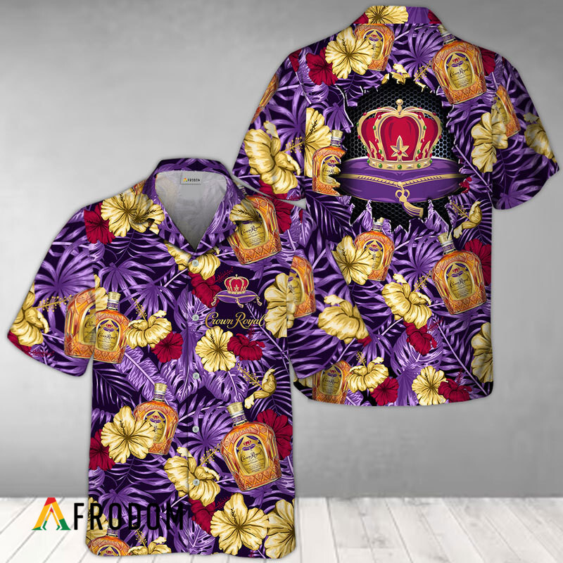 Summer Aloha Floral Crown Royal Hawaiian Shirt