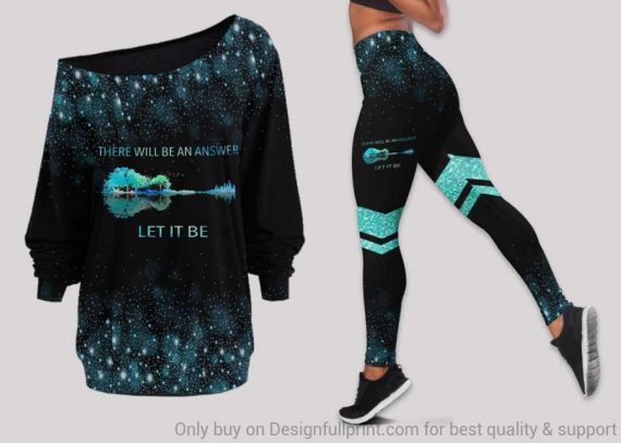 Gift For Music Lover New Let It Be Off Shoulder Long Sleeves Top And Leggings Set