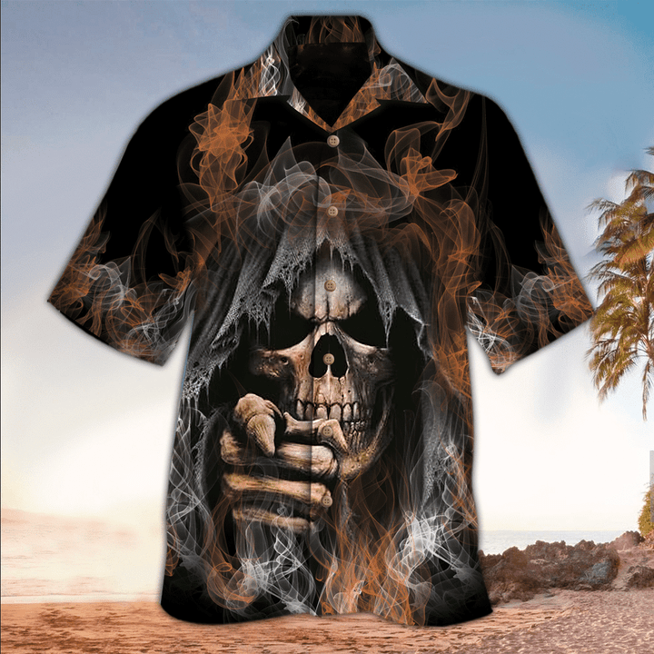 Skull 3D All Printed Black Hawaii Shirt, Perfect Hawaiian Shirt For Skull Lover, Hawaiian Shirt For Men