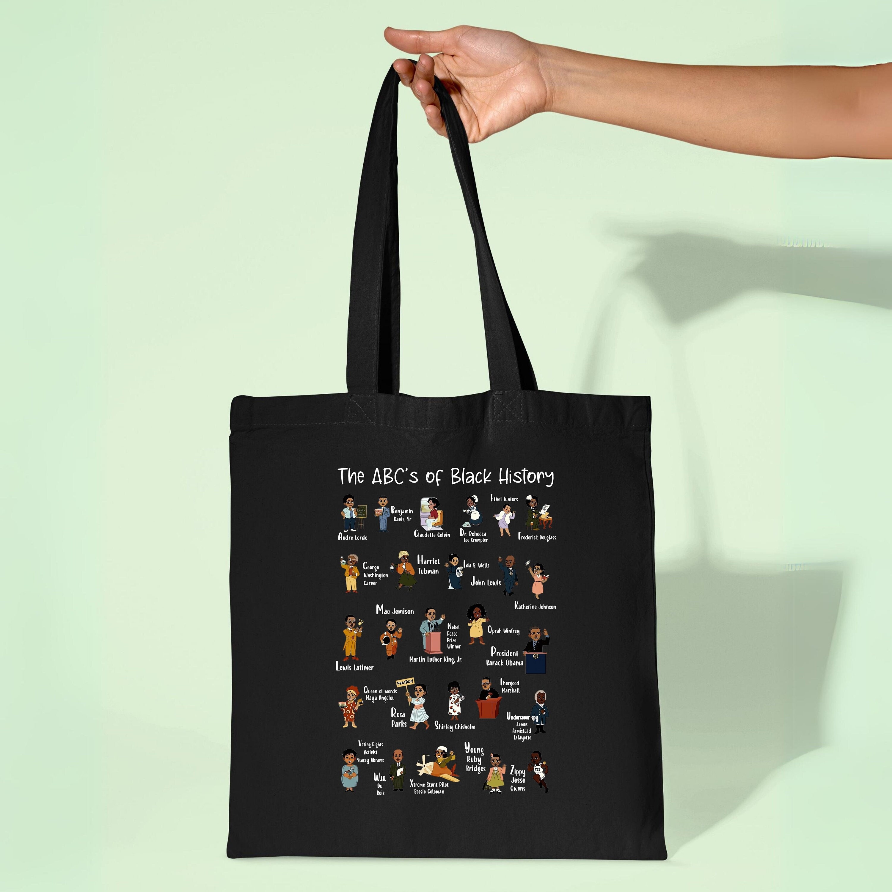 The ABC’s Of Black History Tote Bag, Juneteenth Tote Bag, Black Lives Matter Totes, Black Queen Gift, Shopping Bag, Women Shoulder Bag Gift