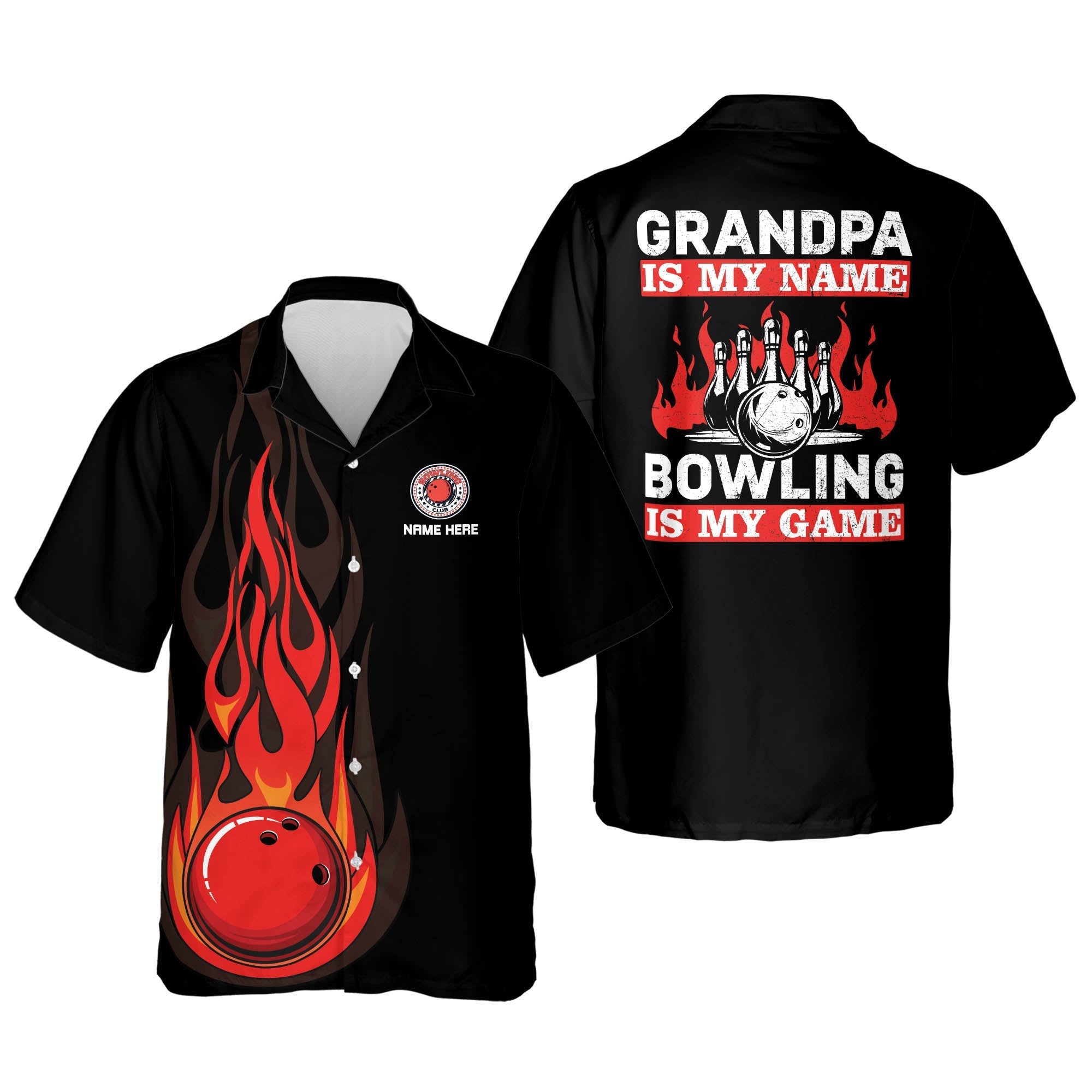 Custom Hawaiian Bowling Shirts For Men, Grandpa Is My Name Bowling Is My Game