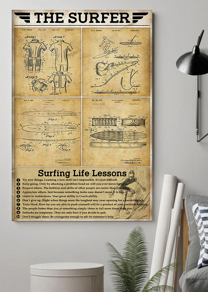 Unframed Poster Wall Art Surfing Life Lessons Knowledge Poster