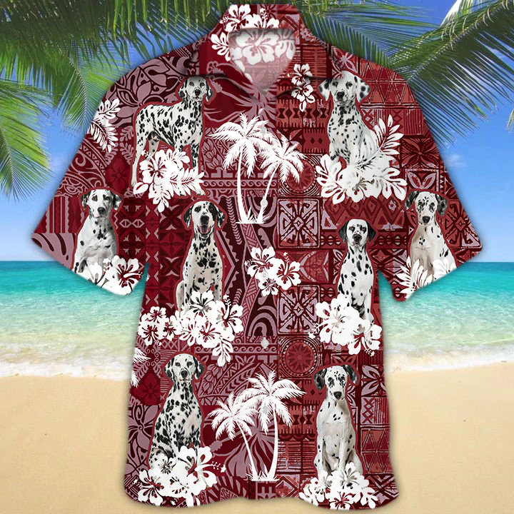 Dalmatian Red Hawaiian Shirt, Gift For Dog Lover Shirts, Animal Summer Shirts, Hawaiian Shirt Men