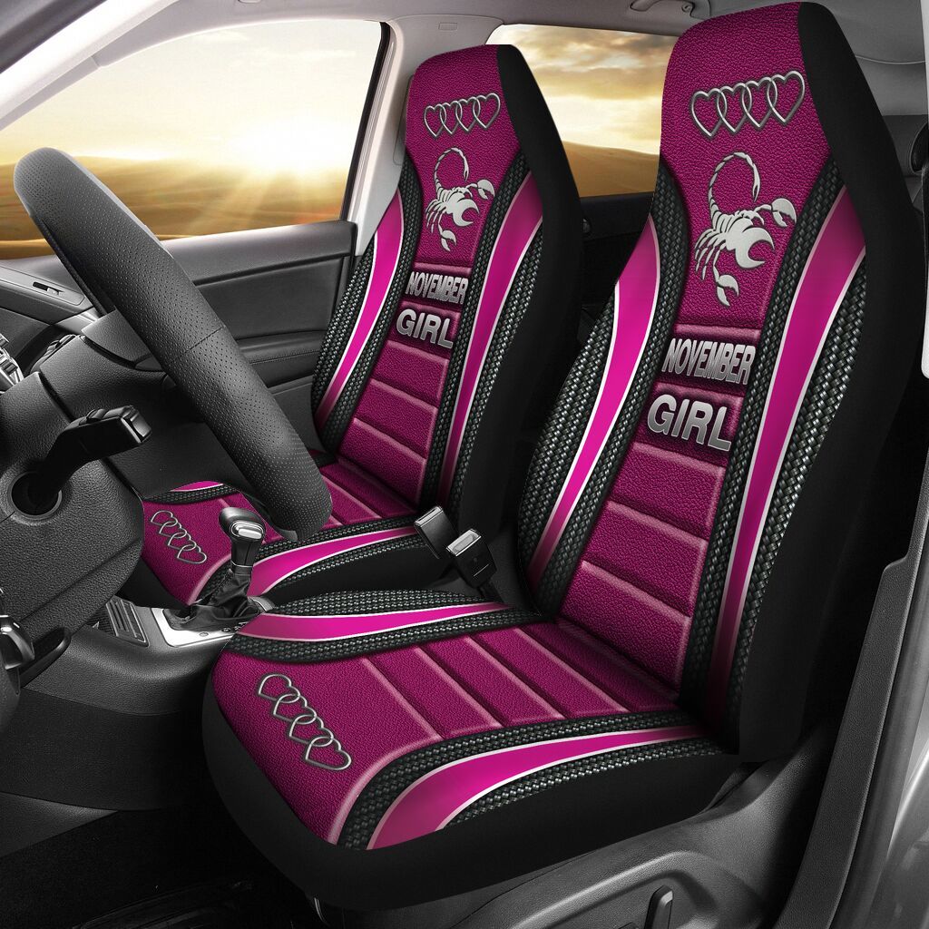 11 November Girl Ad Heart Car Seat Covers Various Color Set Of Two, Automotive Seat Covers Set