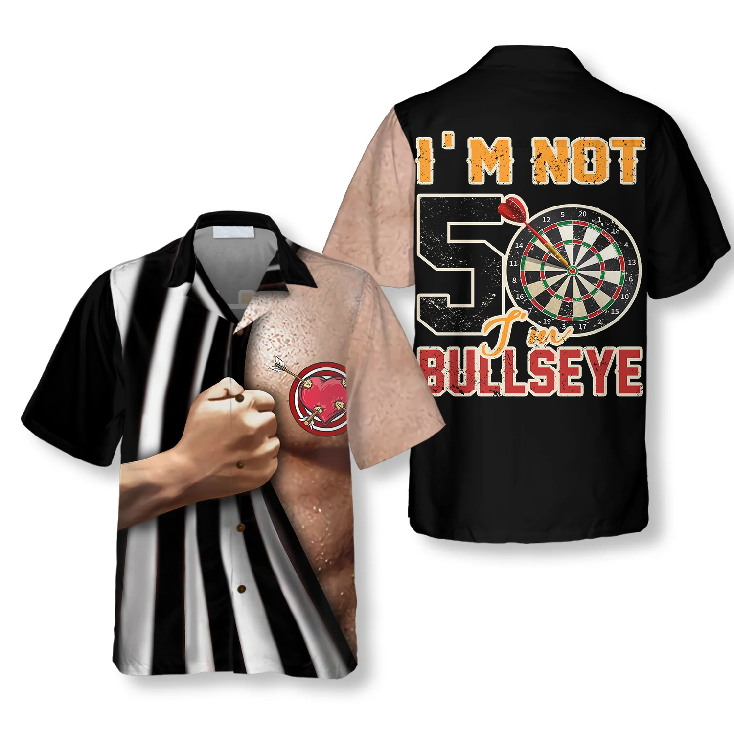 Darts I’M Not 50 I’M Bullseye Hawaiian Shirt, Colorful Summer Aloha Shirt For Men Women, Gift For Friend, Team, Darts Lovers