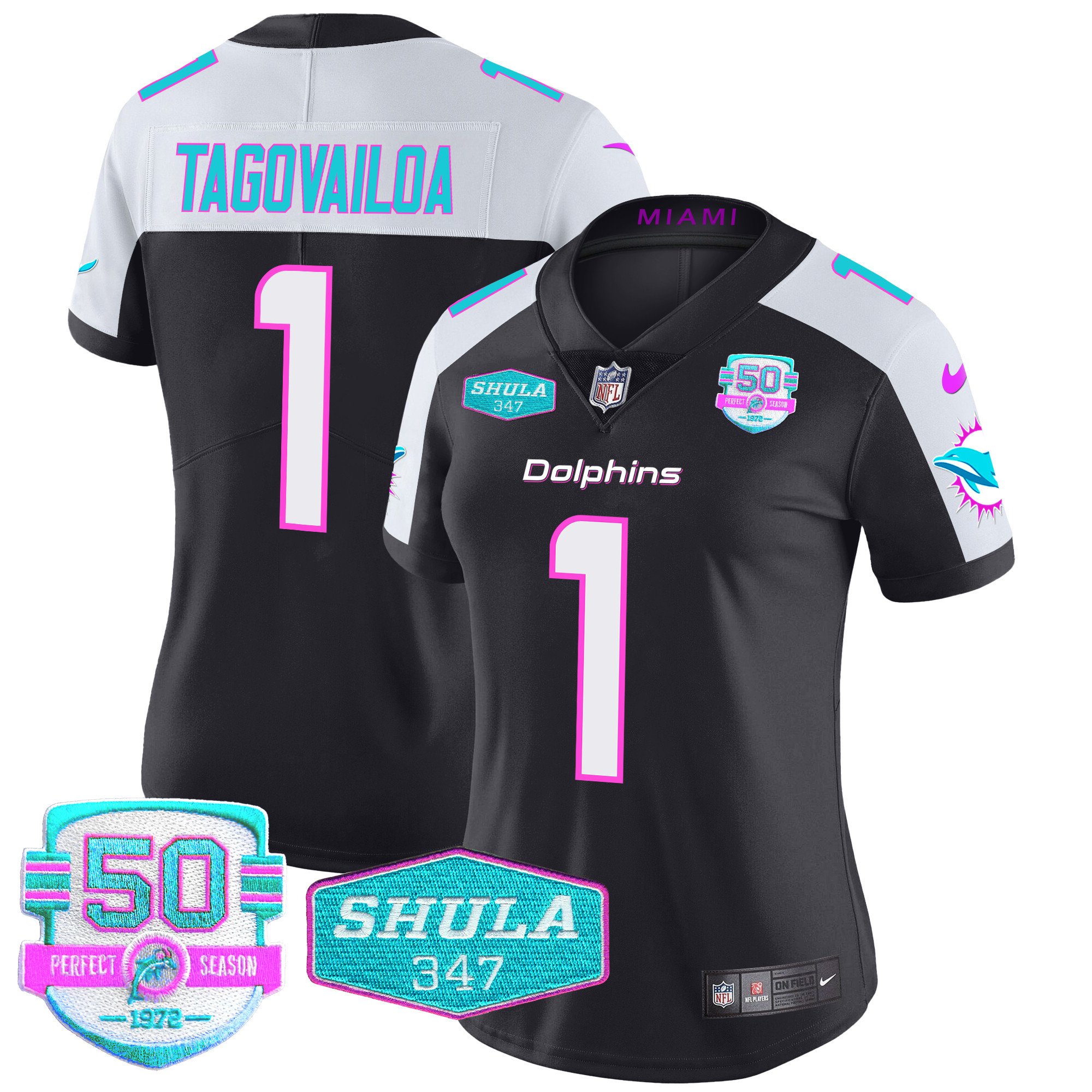 Women’S Dolphins “Miami Vice” Vapor Limited Jersey V2 – All Stitched