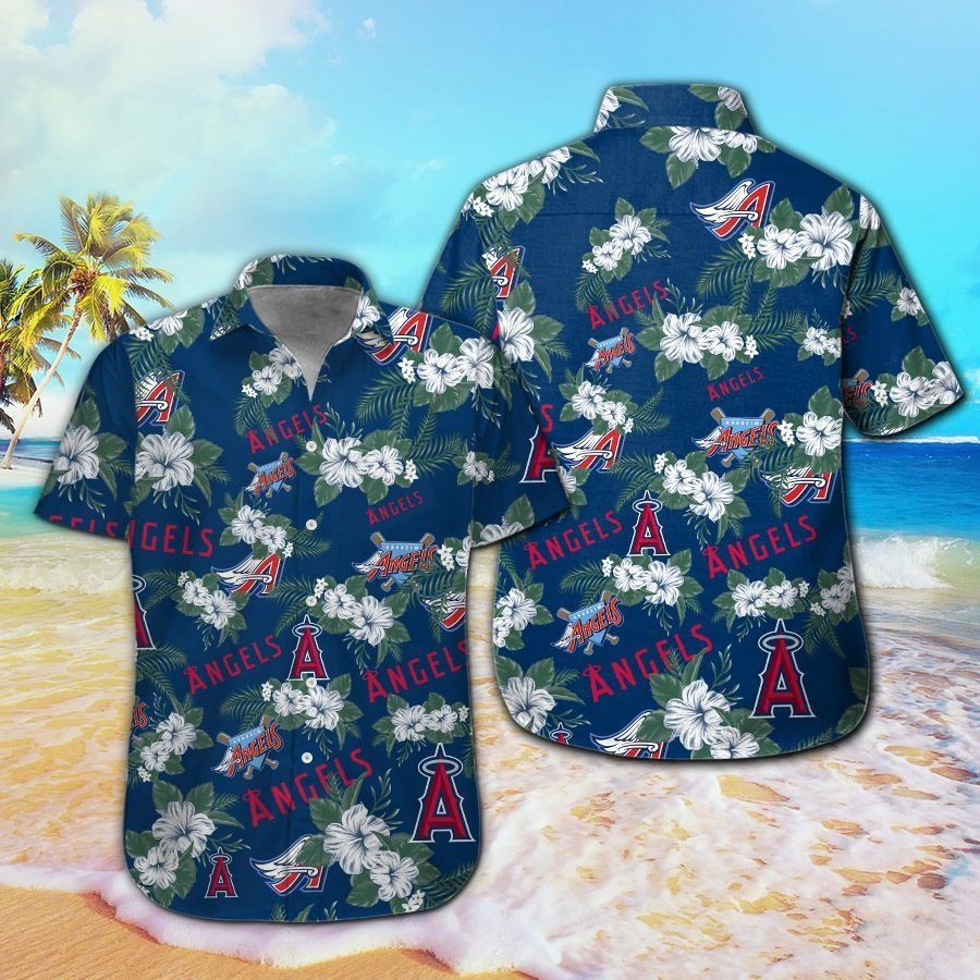 Los Angeles Angels Short Sleeve Button Up Tropical Hawaiian Shirt Ver01