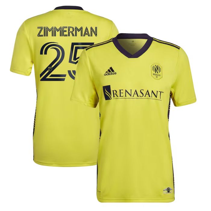 Walker Zimmerman Nashville Sc  2022 The Homecoming Kit Player Jersey – Yellow