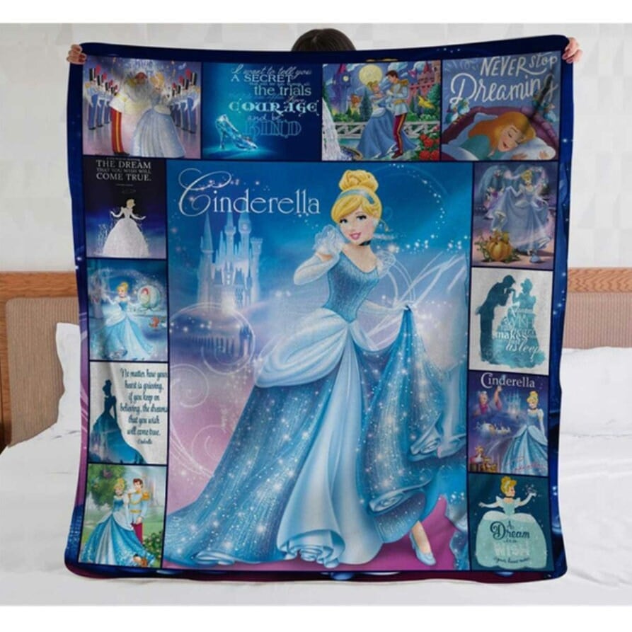 Cinderella Princess Quilt Blanket, Disney Princess Blanket, Cinderella Blanket, Cinderella Baby Blanket, Cinderella Fleece Quilt Blanket Dolerstore Bespoketshirt