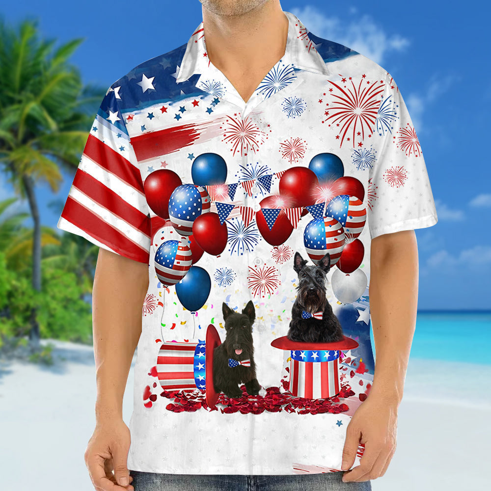 Scottish Terrier Independence Day Hawaiian Shirt, Dog Hawaii Beach Shirt Short Sleeve For 4Th Of July