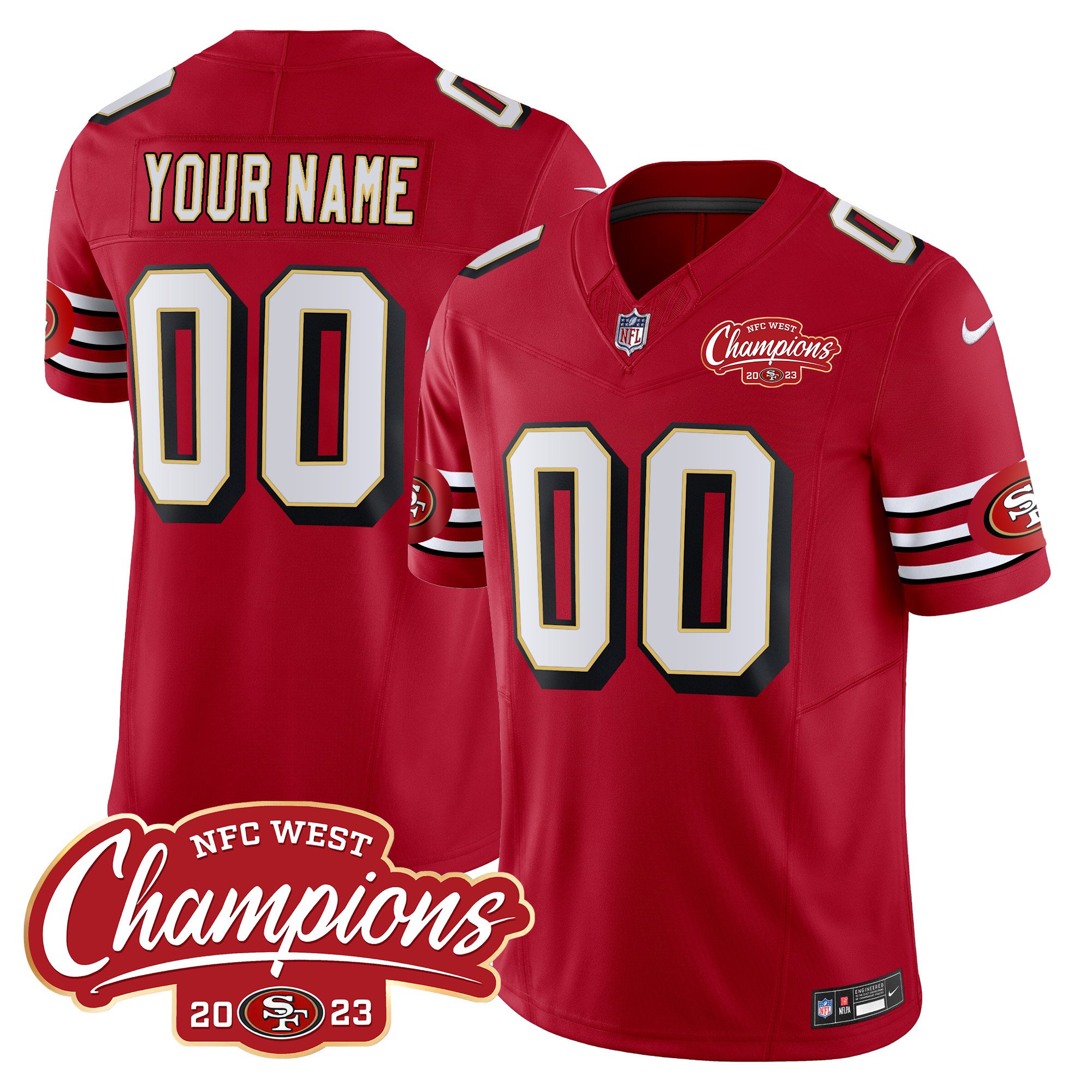 49Ers Throwback Nfc West Champions Patch Vapor Custom Jersey - All Stitched