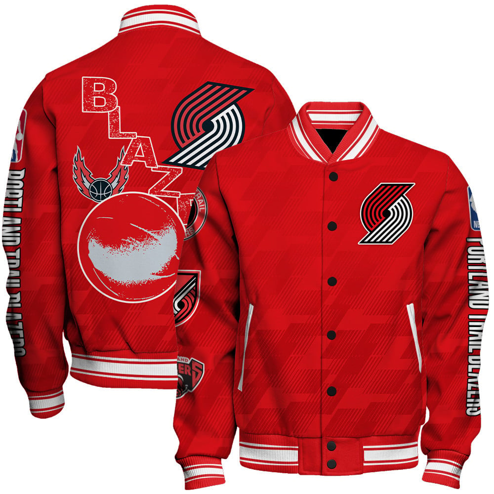 Portland Trail Blazers New Design Team Color AOP Varsity Jacket SFAT