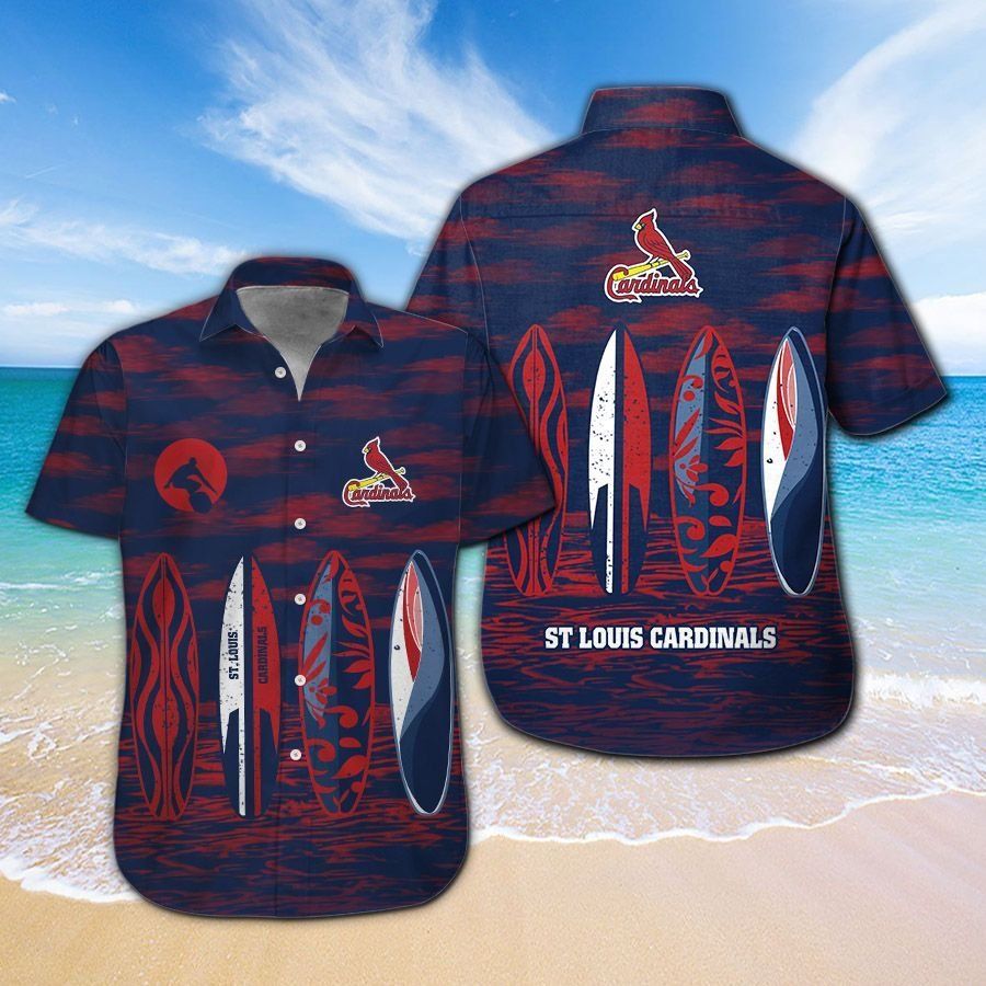 St Louis Cardinals Short Sleeve Button Up Tropical Hawaiian Shirt Ver020