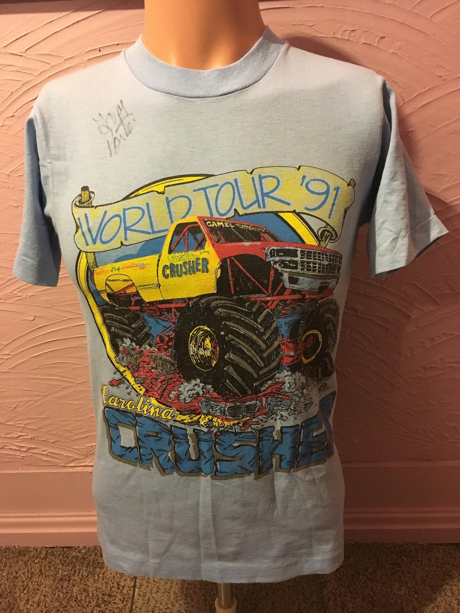 Rare Carolina Monster Truck World Tour ’91 T-Shirt S Vintage Autographed