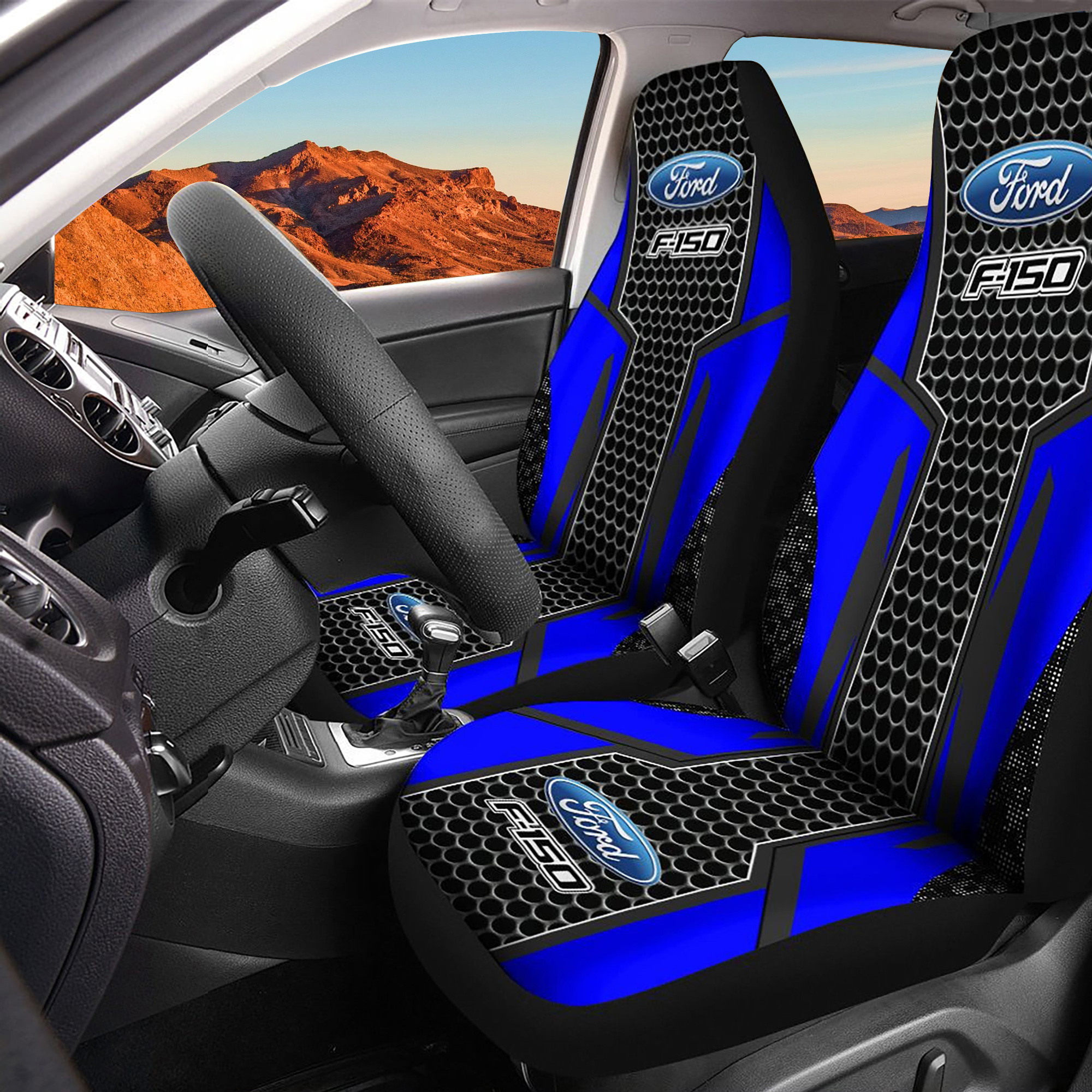 Ford F-150 Logo Car Seat Cover Set (Blue) CSC8976